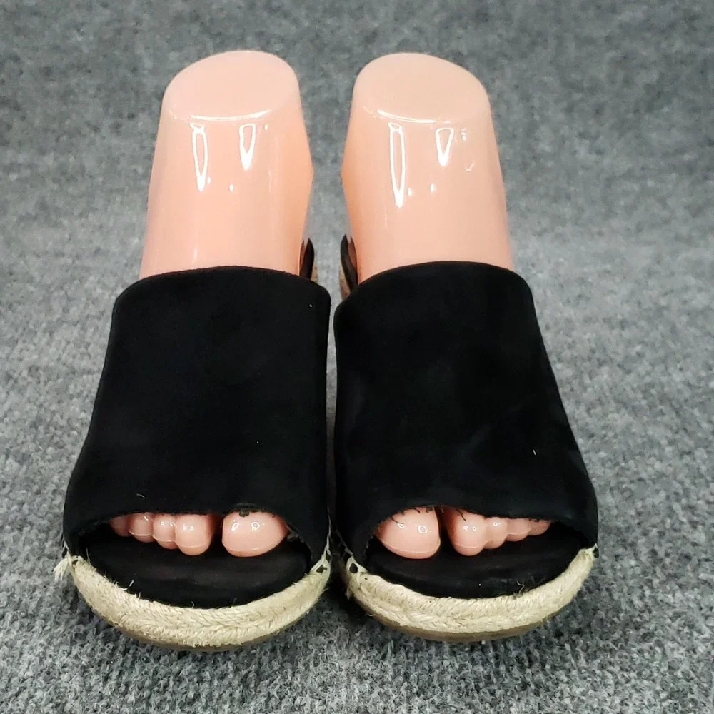 Vionic Kadyn Shoes Womens Size 6.5 Black Wedge Espadrille Slide Sandals Open Toe